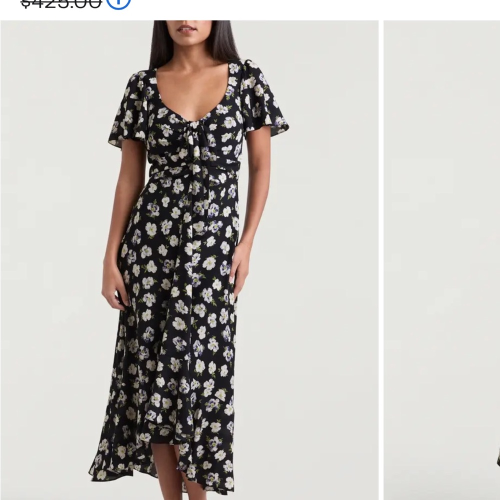 Cinq à Sept Black and Cream Floral Maxi Dress